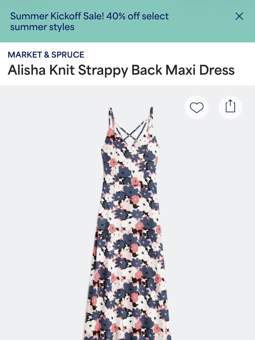 Market & Spruce Alisha Strappy Floral Maxi Dress - Pink & Navy on White